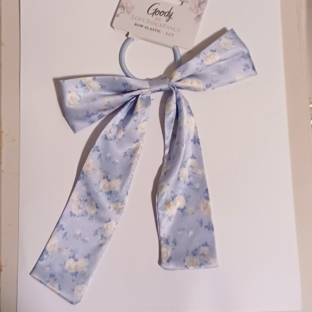 LoveShackFancy X Goody NWT Blue Floral Bow Hair Elastic Coquette Feminine Rococo